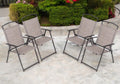 Set of Four 35 Brown Steel Sling Outdoor Folding Arm Chairs