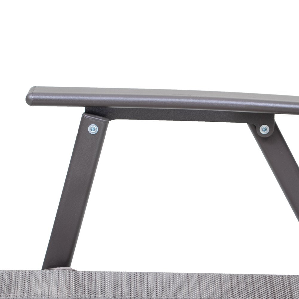 Set of Four 35 Brown Steel Sling Outdoor Folding Arm Chairs