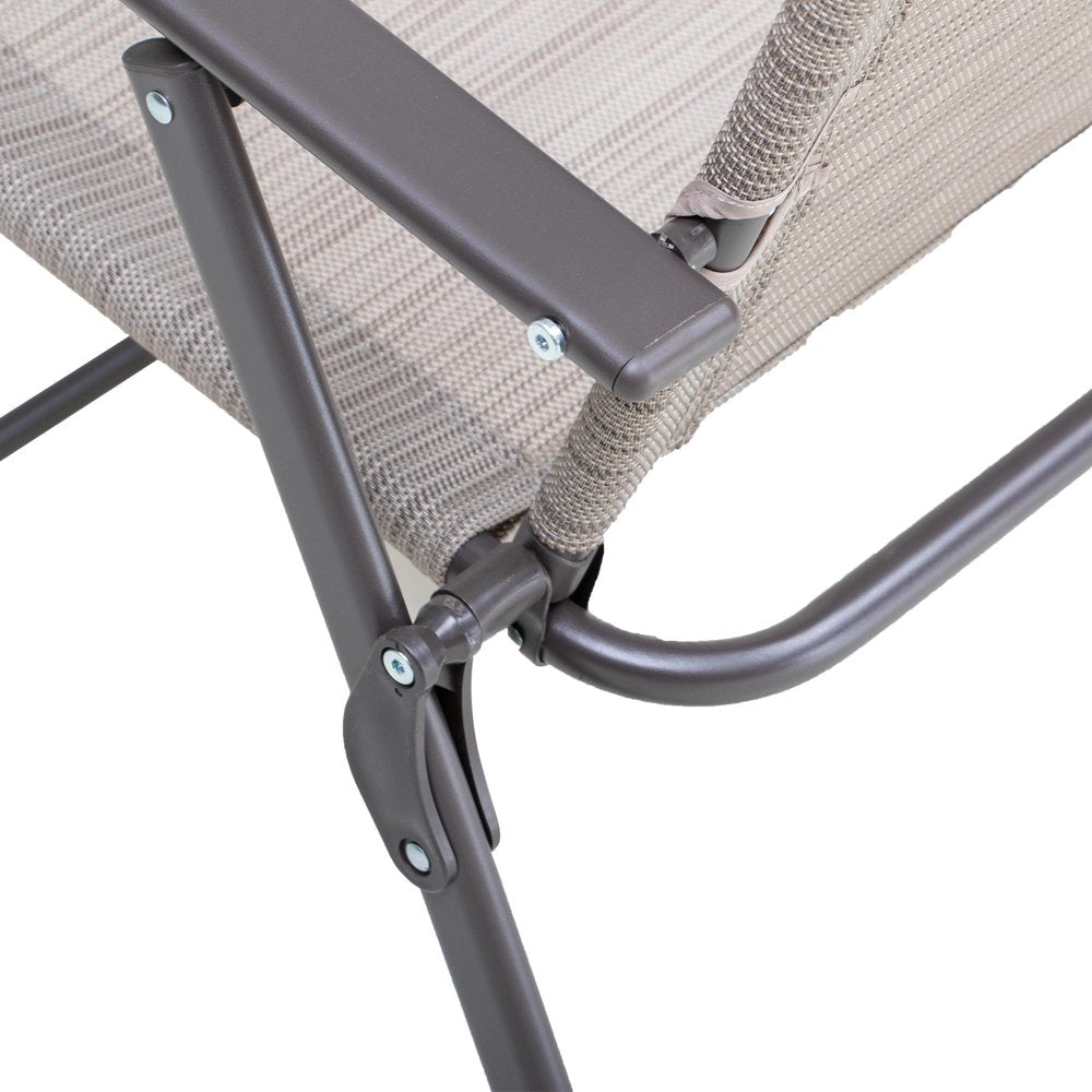 Set of Four 35 Brown Steel Sling Outdoor Folding Arm Chairs