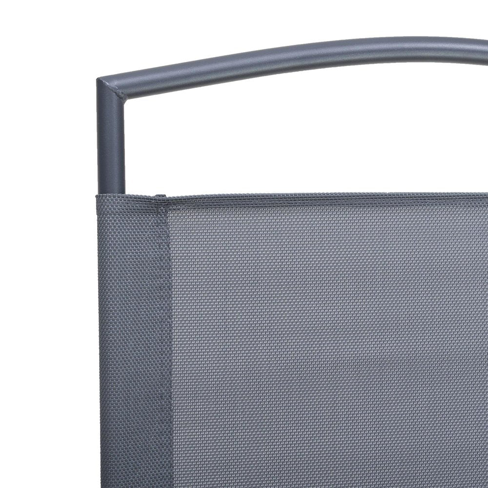 Set of Four Gray Woven Metal Sling Outdoor Folding Dining Chairs