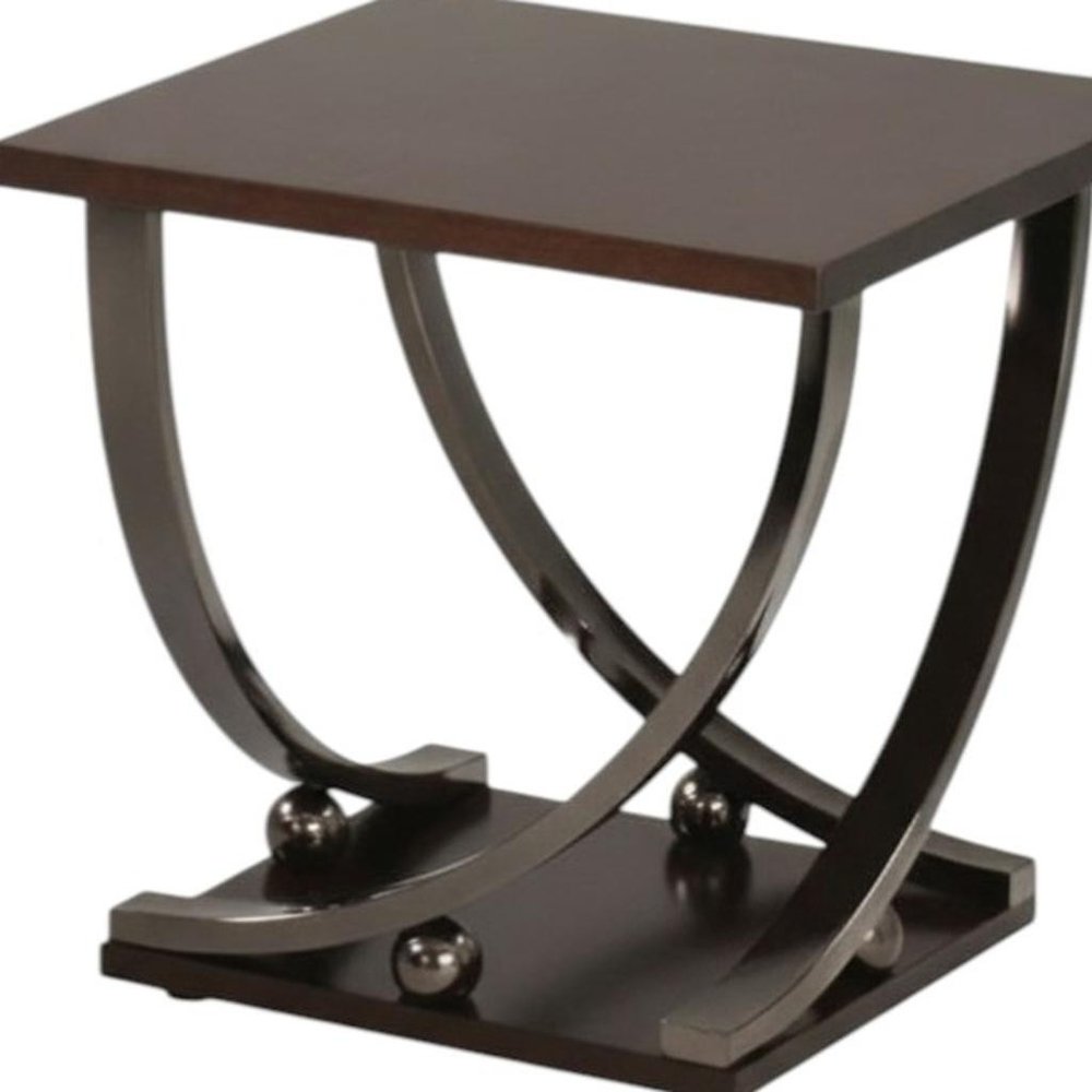 Black and Brown End Table - 23-inch