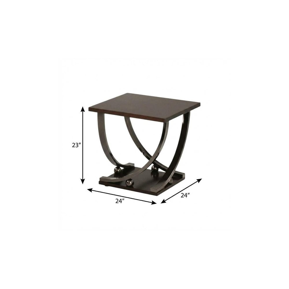 Black and Brown End Table - 23-inch