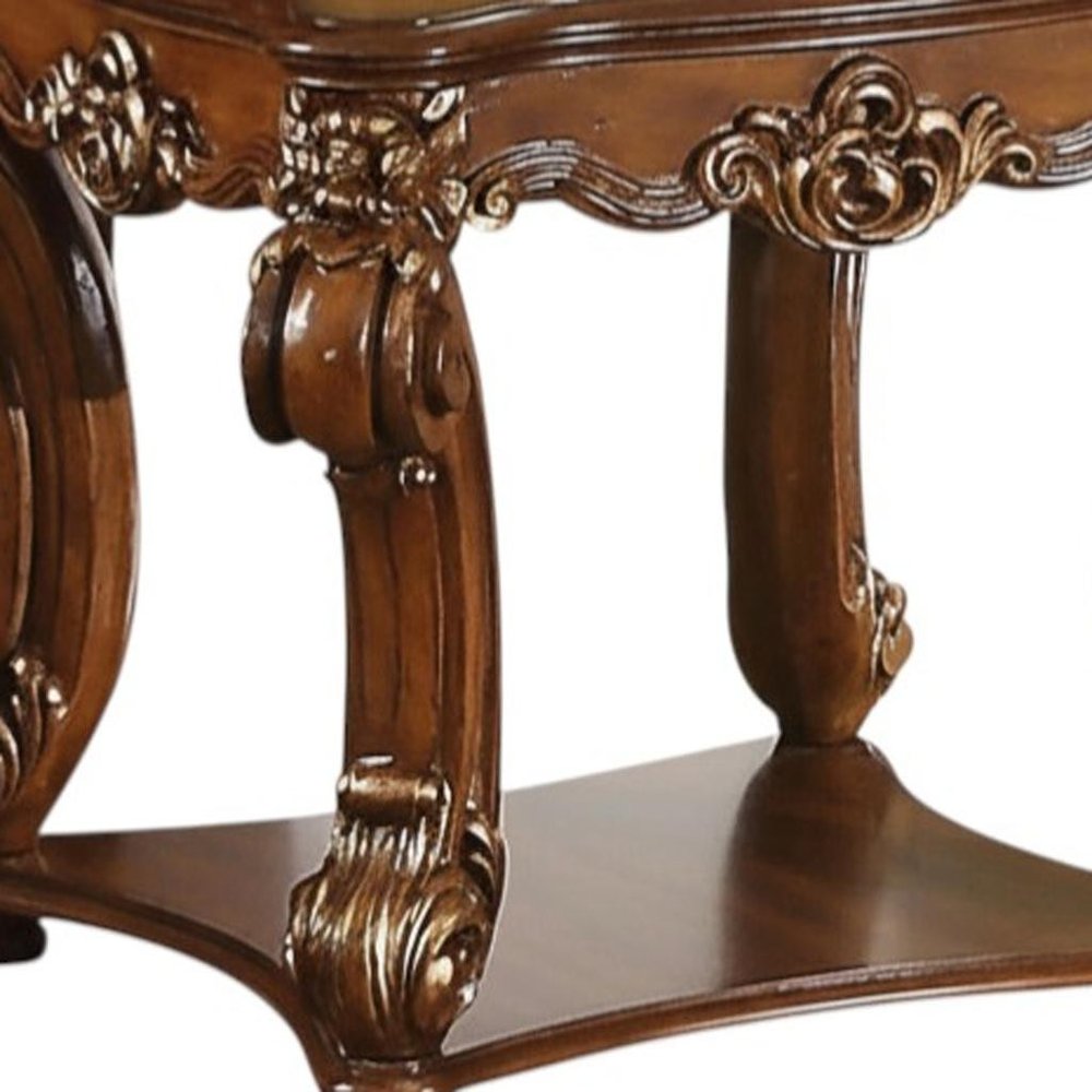 Cherry Manufactured Wood and Solid Wood Square End Table with Shelf