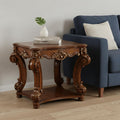 Cherry Manufactured Wood and Solid Wood Square End Table with Shelf