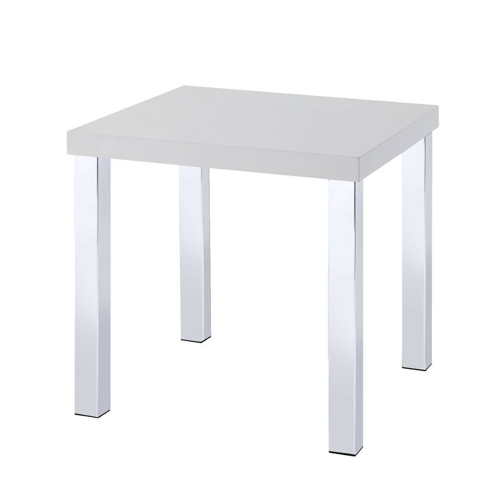 Chrome and White High Gloss Square End Table - 22-inch