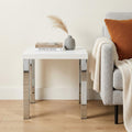 Chrome and White High Gloss Square End Table - 22-inch