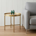 Gold and Oak Manufactured Wood and Metal Round End Table - 22-inch