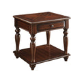 Walnut Manufactured Wood Rectangular End Table with Drawer and Shelf