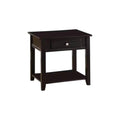 Black Manufactured Wood Square End Table with Drawer with Shelf