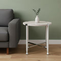 Chrome and White Oak Manufactured Wood and Metal Round End Table