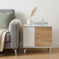 White High Gloss Manufactured Wood Rectangular End Table with Two Drawers