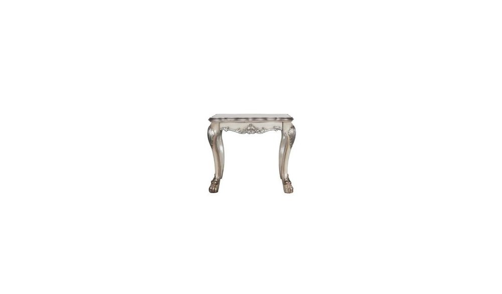 Vintage Bone White Solid Wood and Polyresin Square End Table - 24-inch