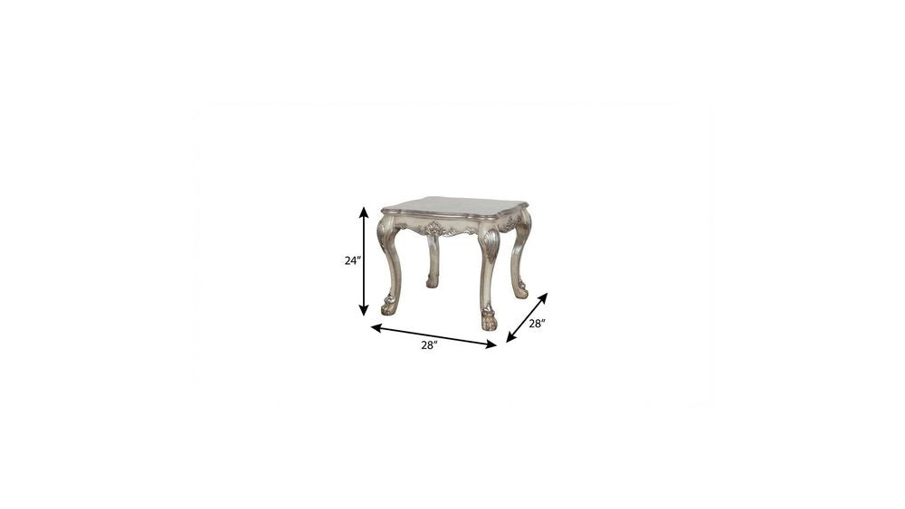 Vintage Bone White Solid Wood and Polyresin Square End Table - 24-inch