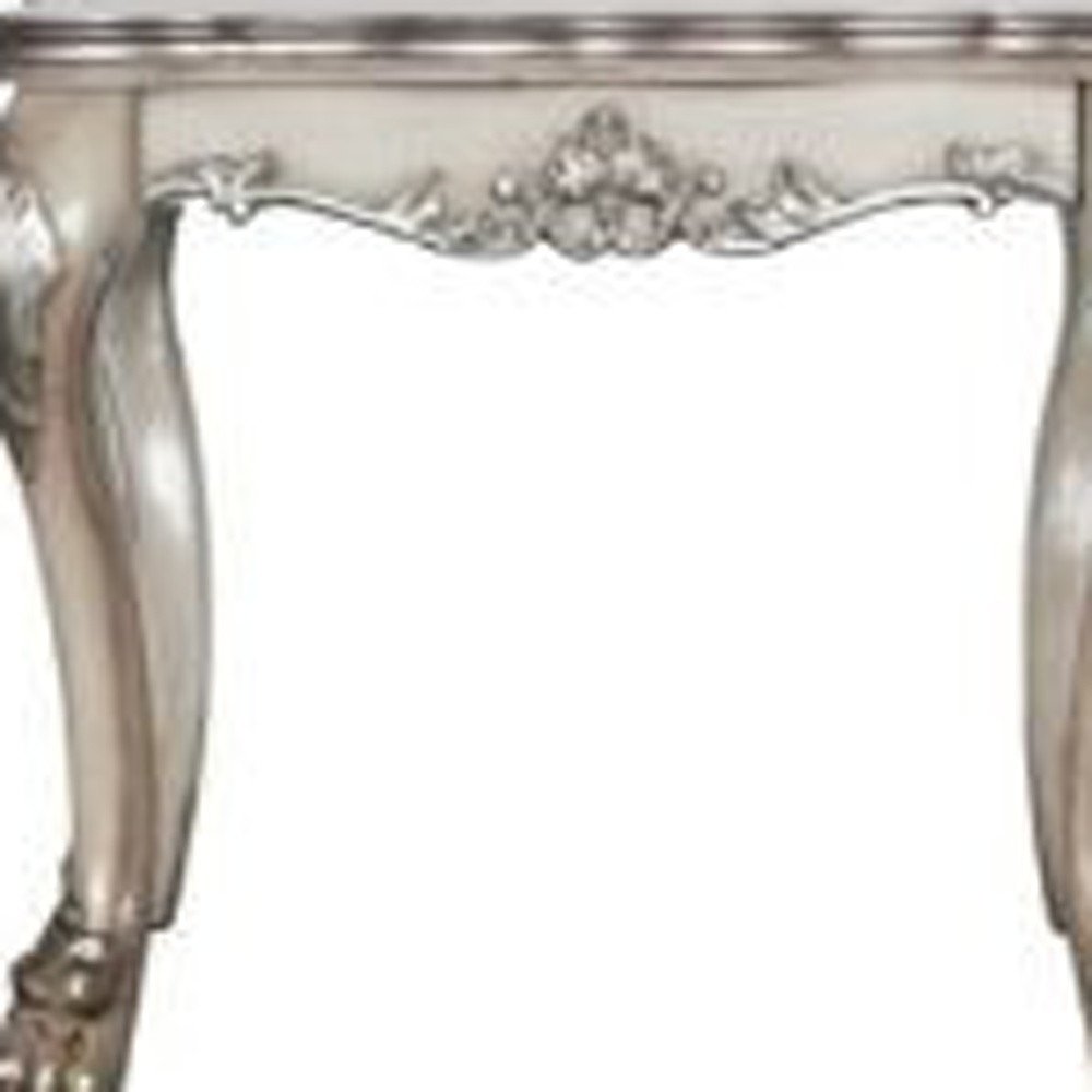 Vintage Bone White Solid Wood and Polyresin Square End Table - 24-inch