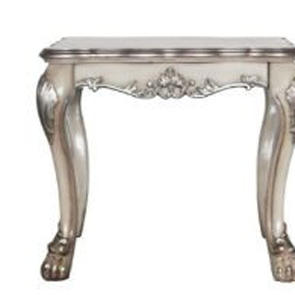 Vintage Bone White Solid Wood and Polyresin Square End Table - 24-inch