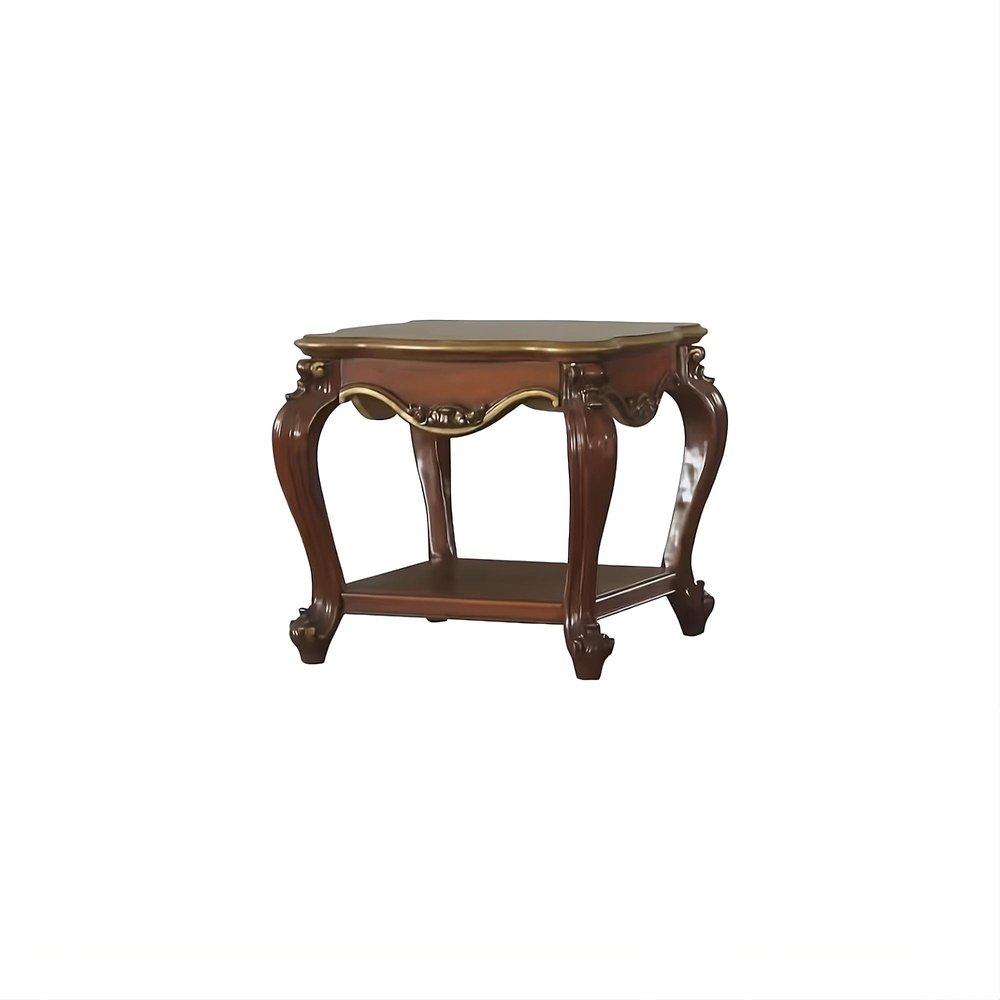 Oak Solid Wood Square End Table with Shelf - 24-inch