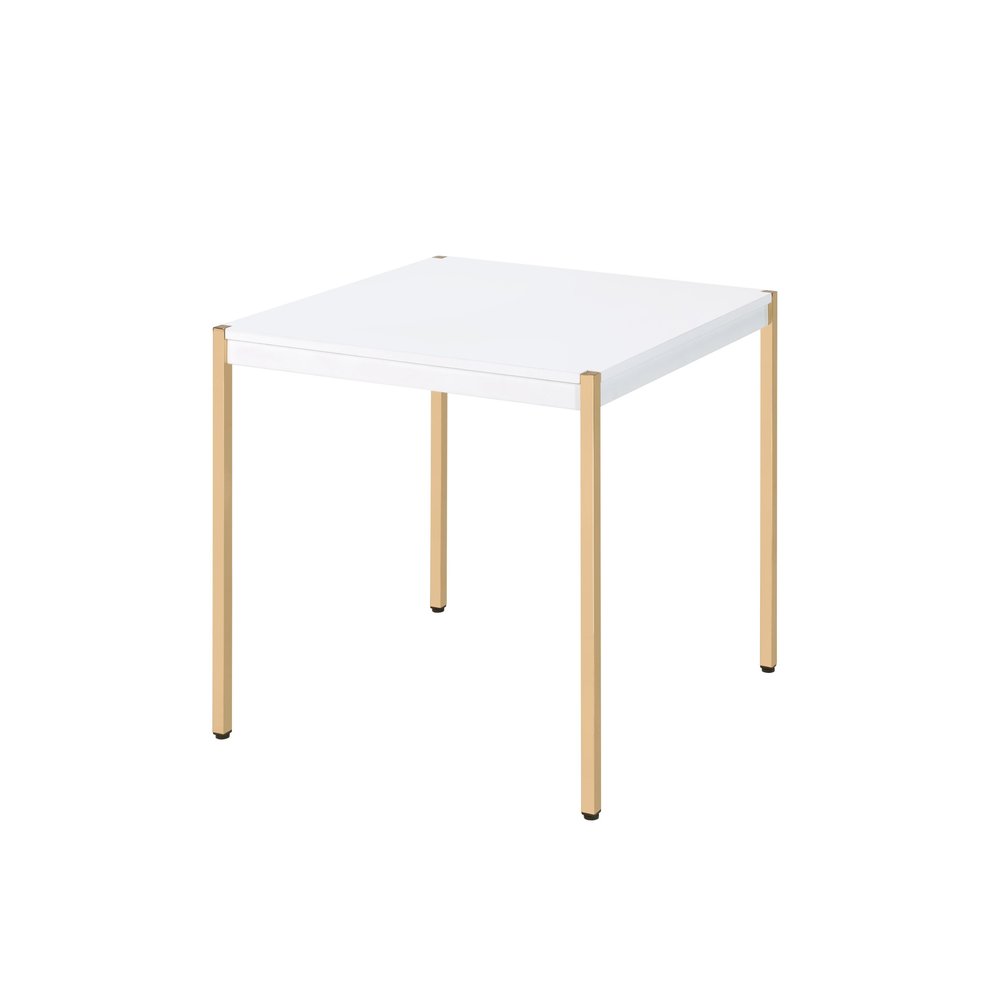 Gold and White Manufactured Wood Square End Table - 24-inch