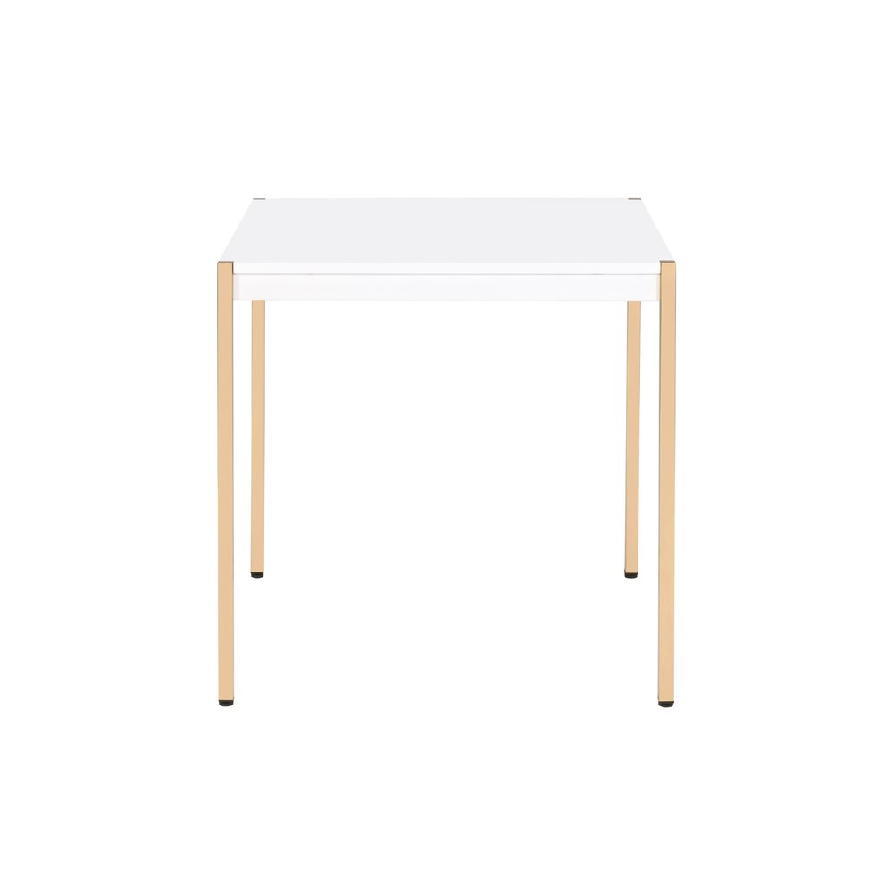 Gold and White Manufactured Wood Square End Table - 24-inch