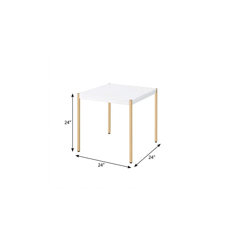 Gold and White Manufactured Wood Square End Table - 24-inch