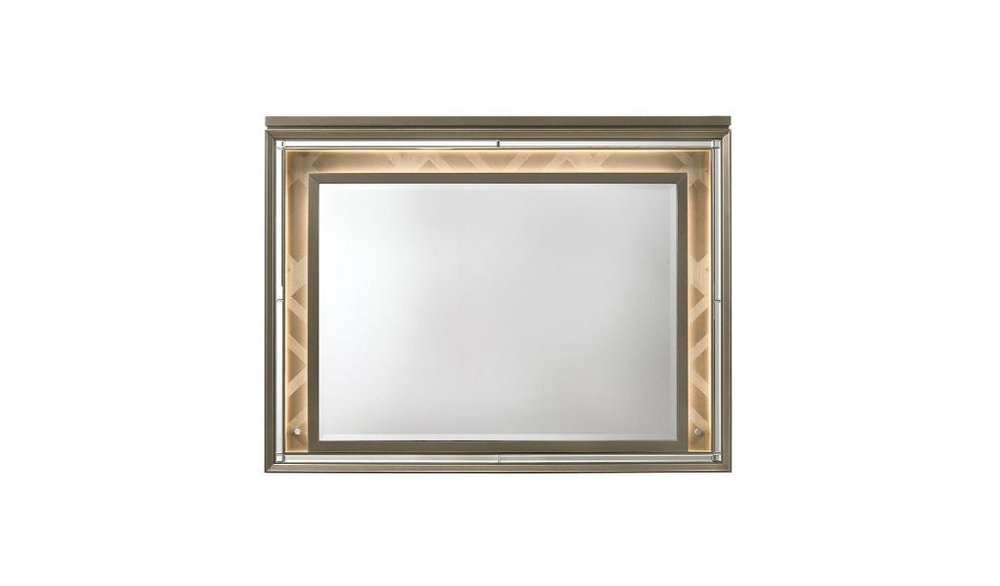 Champagne Lighted Wood Framed Mounted Dresser Mirror - 37-inch