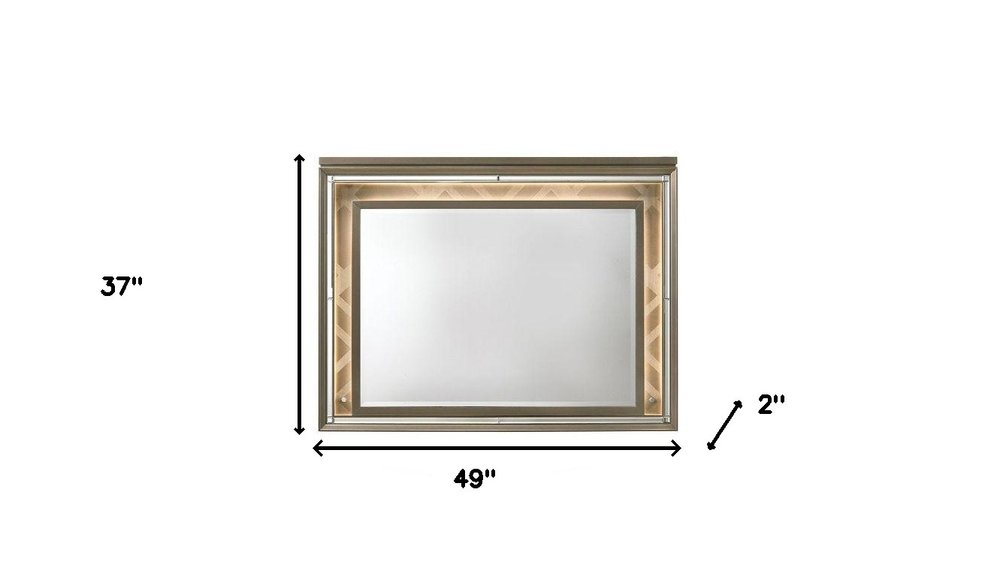 Champagne Lighted Wood Framed Mounted Dresser Mirror - 37-inch