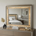 Champagne Lighted Wood Framed Mounted Dresser Mirror - 37-inch