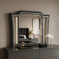 Gunmetal Lighted Abstract Wood Framed Mounted Dresser Mirror - 38-inch