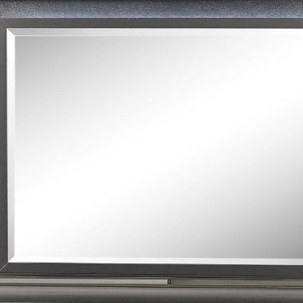 Gunmetal Lighted Wood Framed Mounted Dresser Mirror - 39-inch
