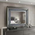 Gunmetal Lighted Wood Framed Mounted Dresser Mirror - 39-inch