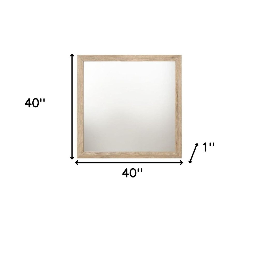 Natural Square Wood Framed Accent Mirror - 40-inch