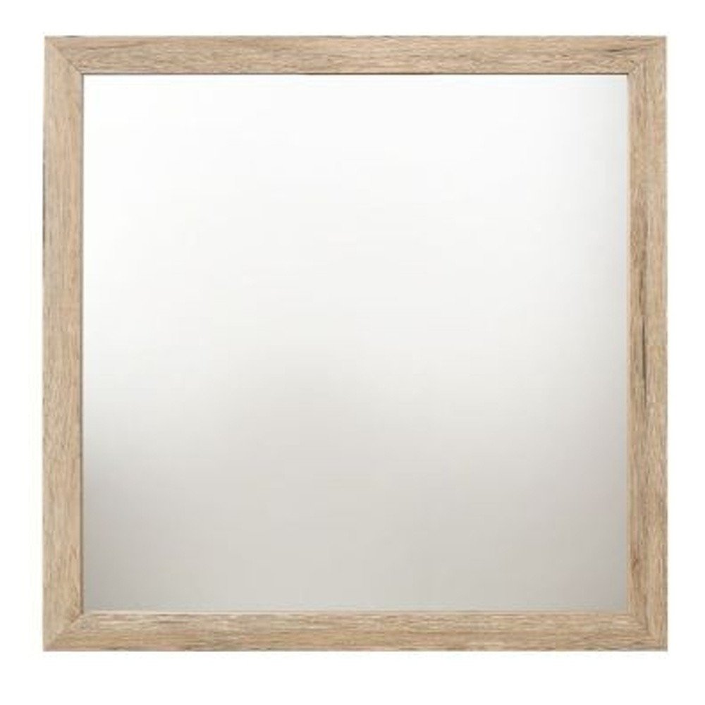 Natural Square Wood Framed Accent Mirror - 40-inch