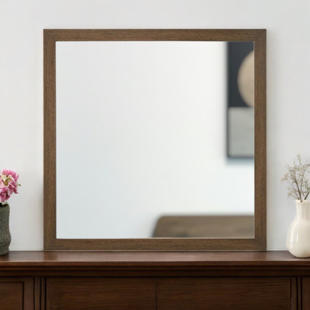 Square Wood Framed Accent Mirror - 40-inch