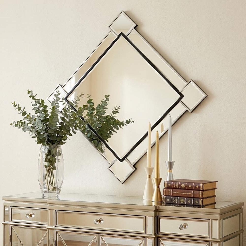 Gray and Black Abstract Metal Framed Accent Mirror - 45-inch