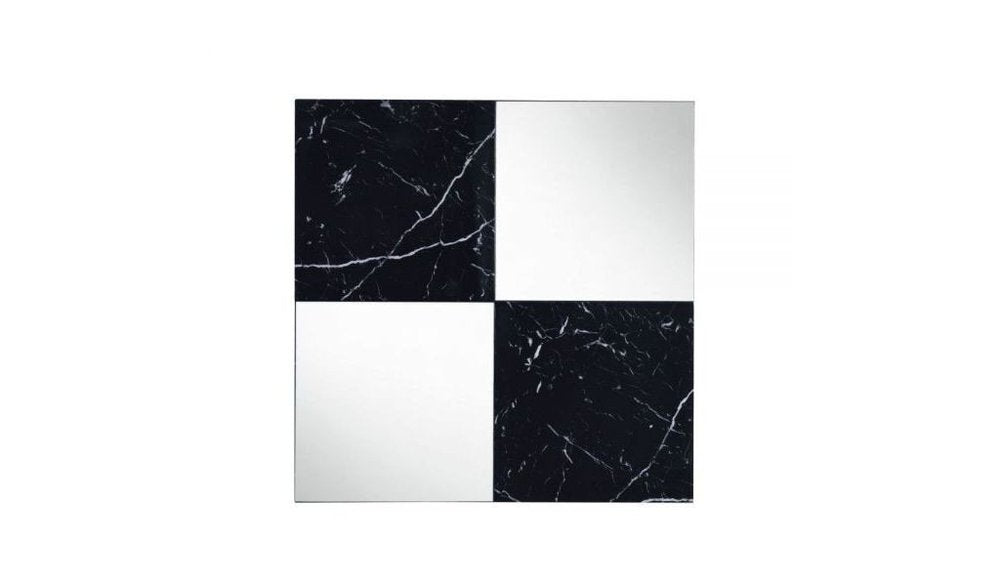 Black and Gray Square Wood Composite Framed Accent Mirror - 32-inch