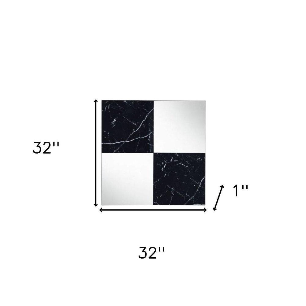 Black and Gray Square Wood Composite Framed Accent Mirror - 32-inch