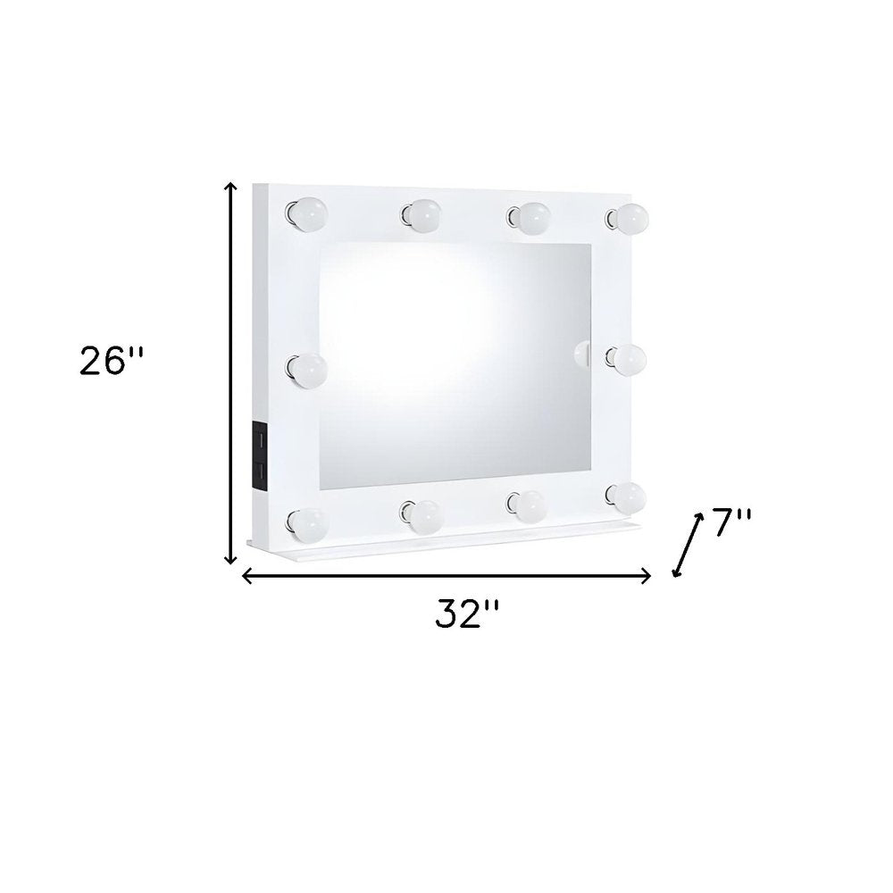 White Metal Framed Mounted Accent Mirror - 26-inch