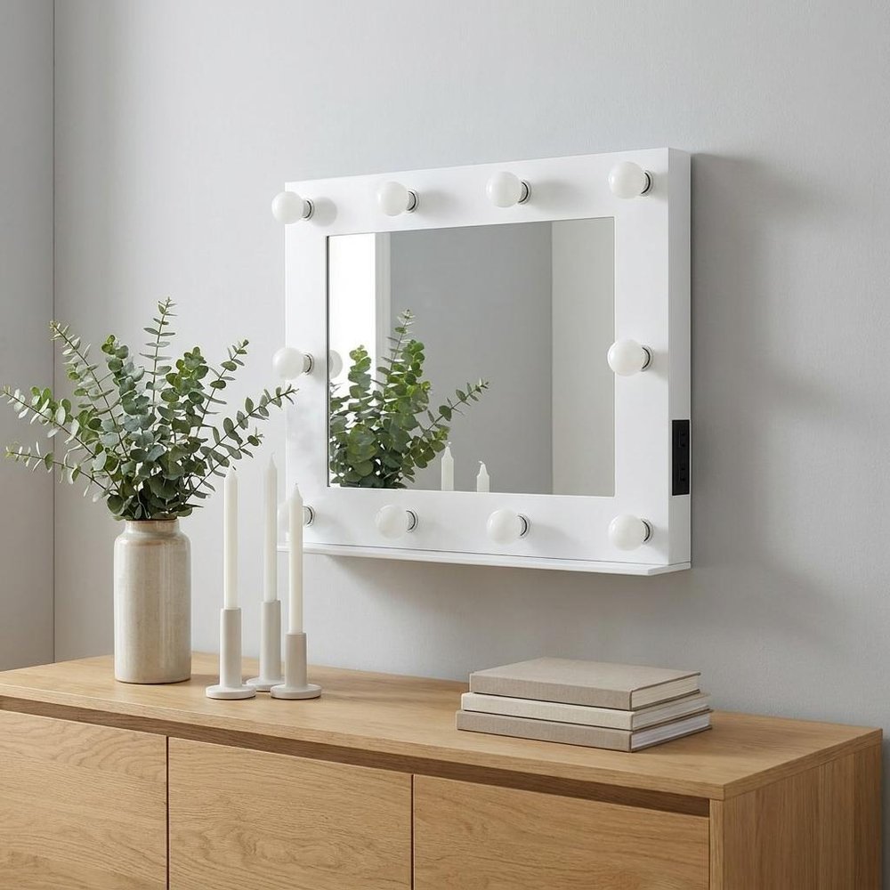 White Metal Framed Mounted Accent Mirror - 26-inch