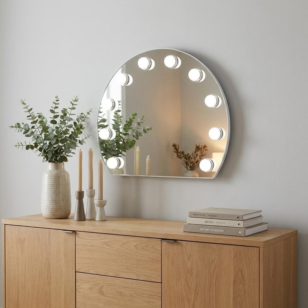 White Abstract Metal Framed Mounted Accent Mirror - 15-inch