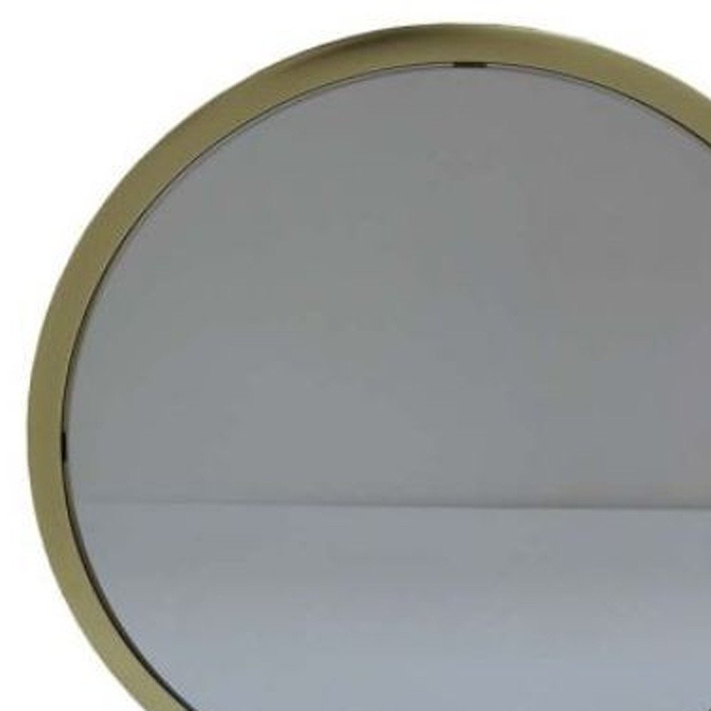 Brass Metal Round Freestanding Ornate Framed Makeup Shaving Tabletop Mirror