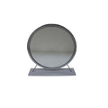 Gray Metal Round Freestanding Ornate Framed Makeup Shaving Tabletop Mirror