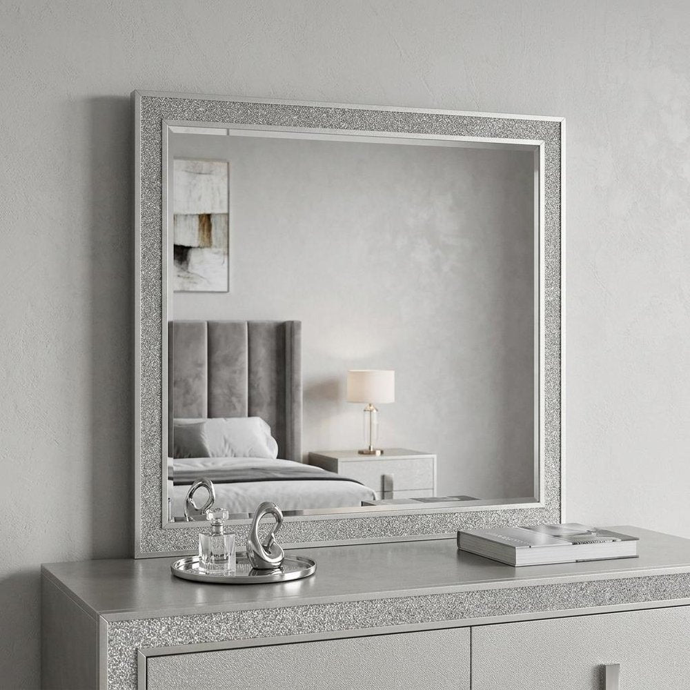 Square Wood Framed Mounted Dresser Mirror - 36-inch