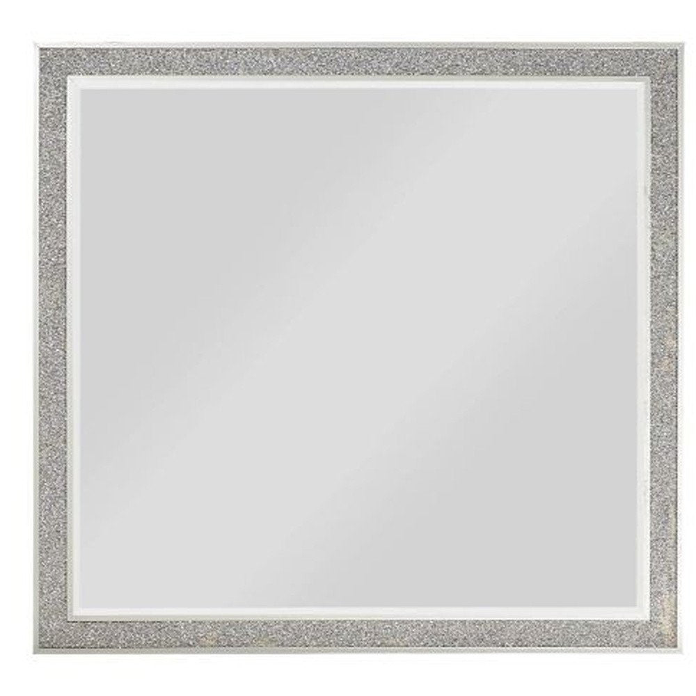 Square Wood Framed Mounted Dresser Mirror - 36-inch