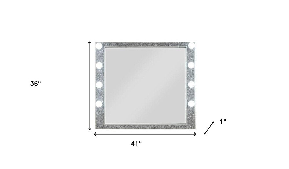 Square Wood Framed Mounted Dresser Mirror - 36-inch