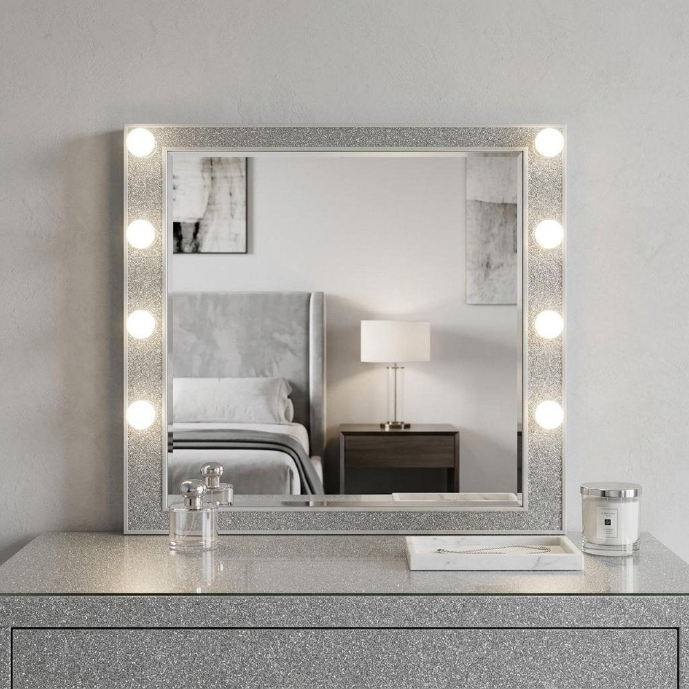 Square Wood Framed Mounted Dresser Mirror - 36-inch