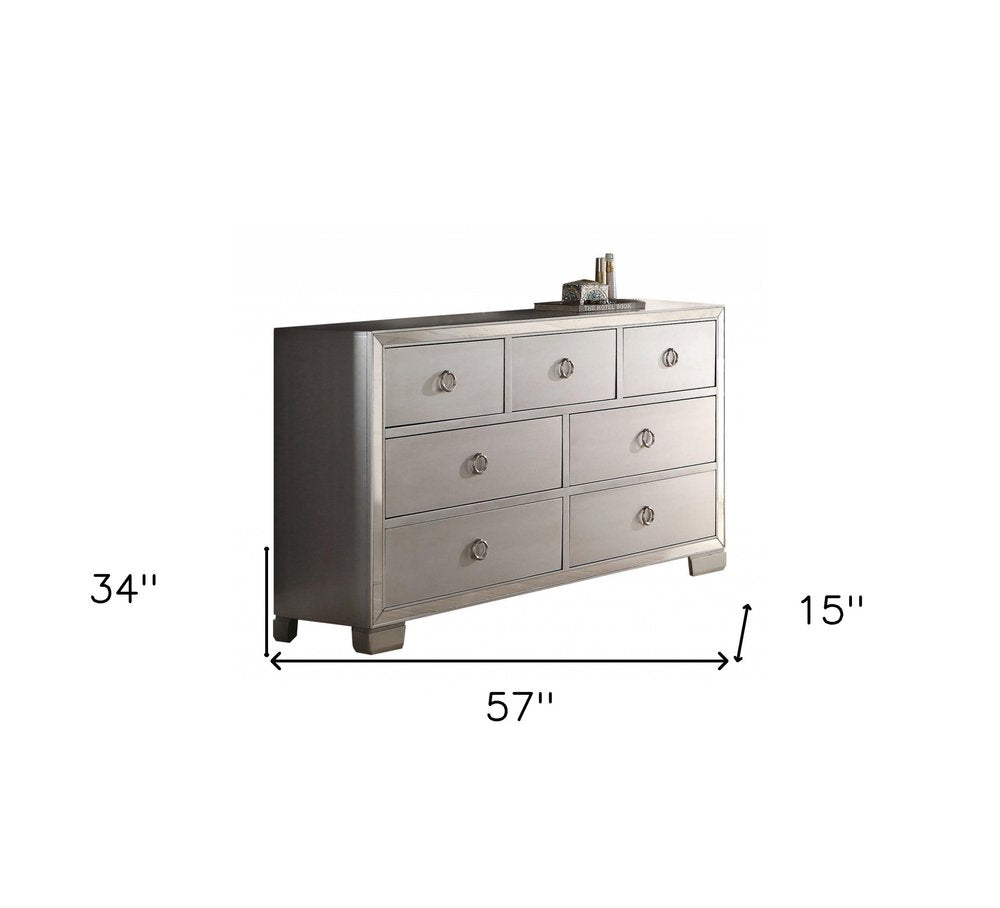 Platinum Solid and Manufactured Wood Seven Drawer Triple Dresser - 57-inch