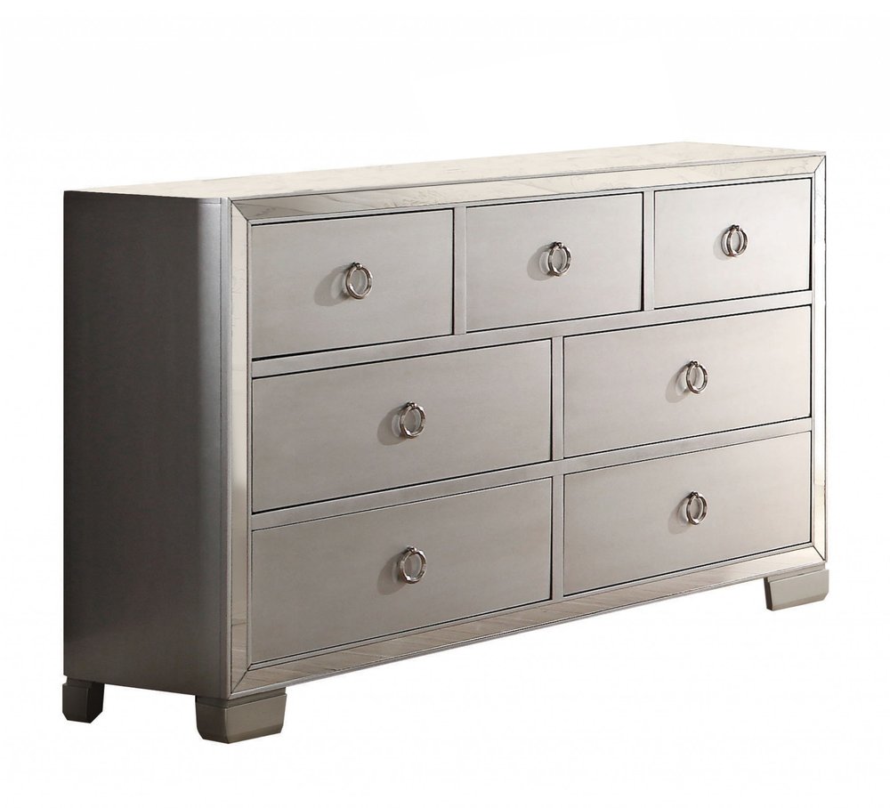 Platinum Solid and Manufactured Wood Seven Drawer Triple Dresser - 57-inch