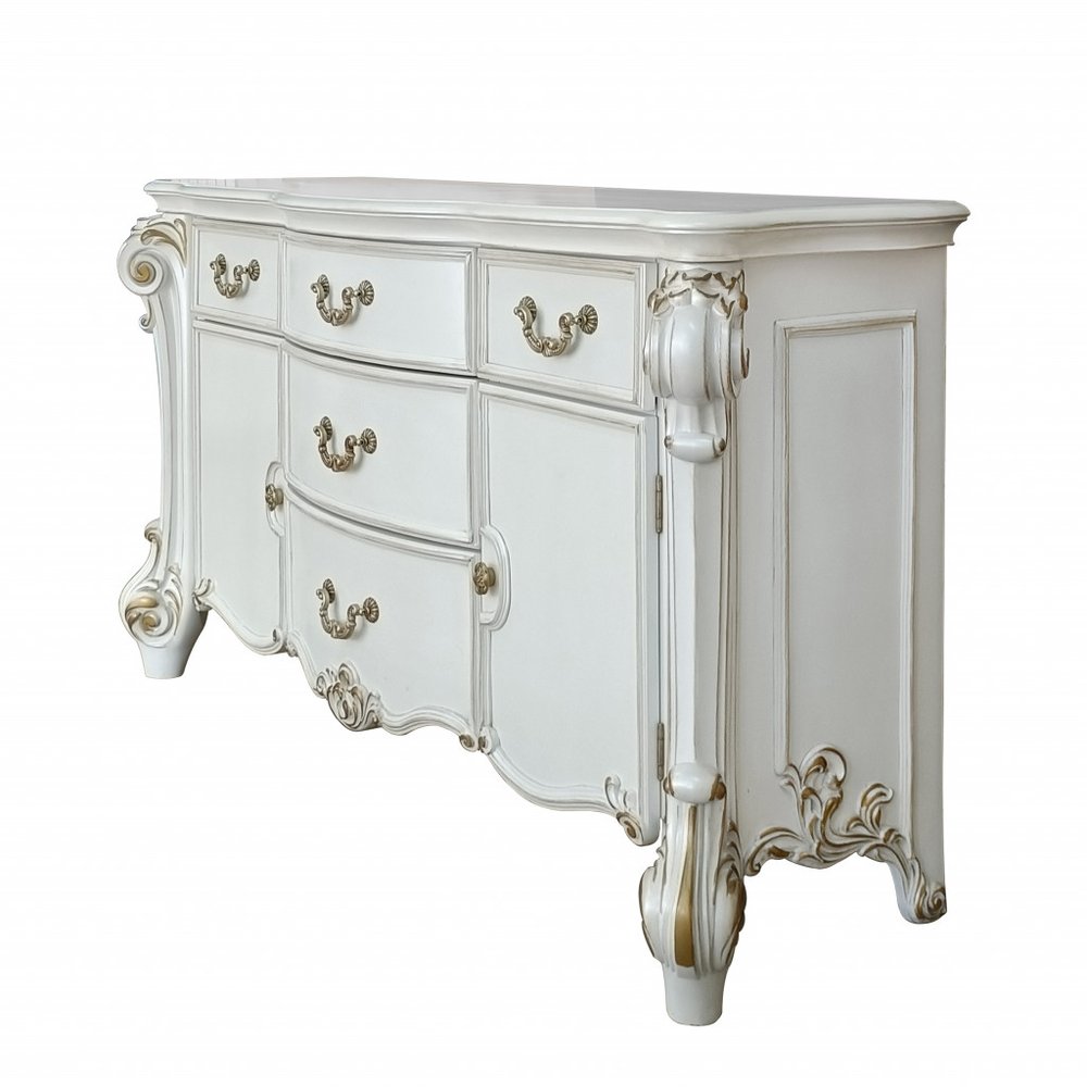 Pearl Solid and Manufactured Wood Five Drawer Triple Dresser - 71-inch