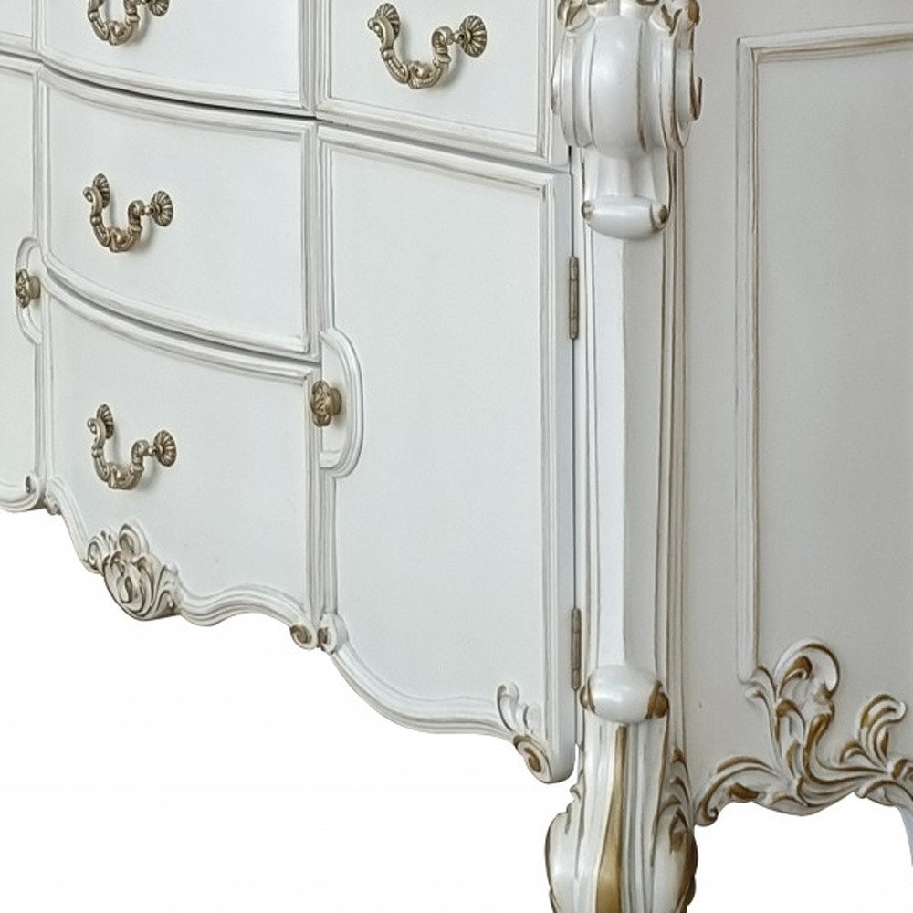 Pearl Solid and Manufactured Wood Five Drawer Triple Dresser - 71-inch