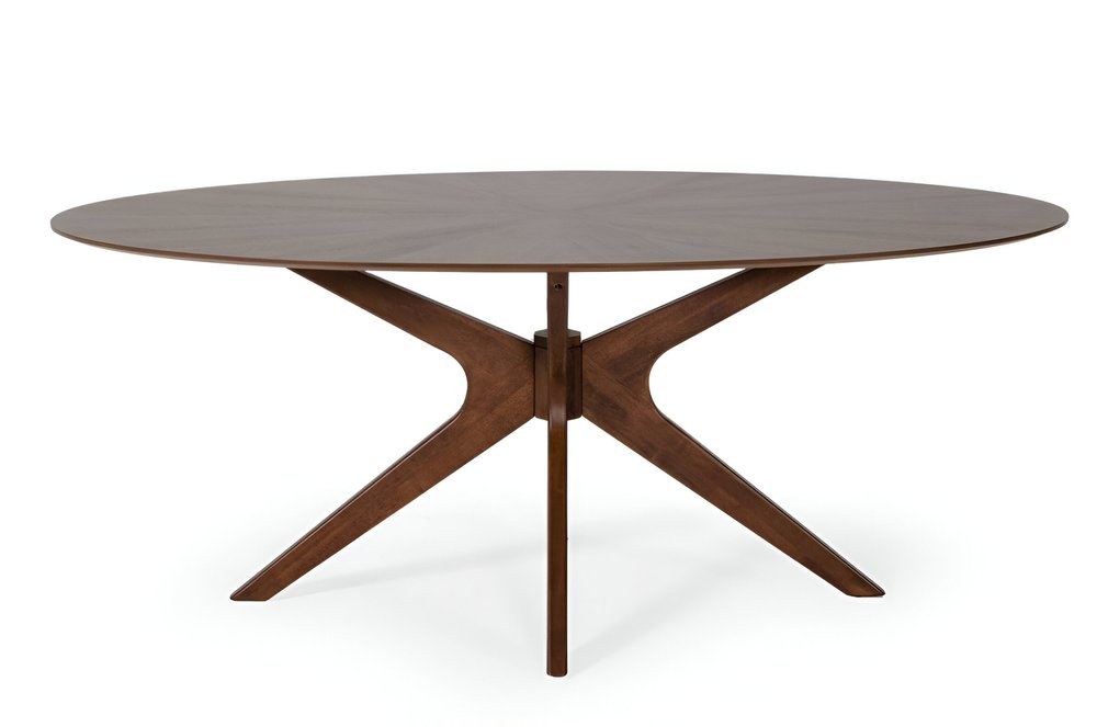Brown Oval Solid Manufactured Wood Pedestal Base Dining Table - 75-inch