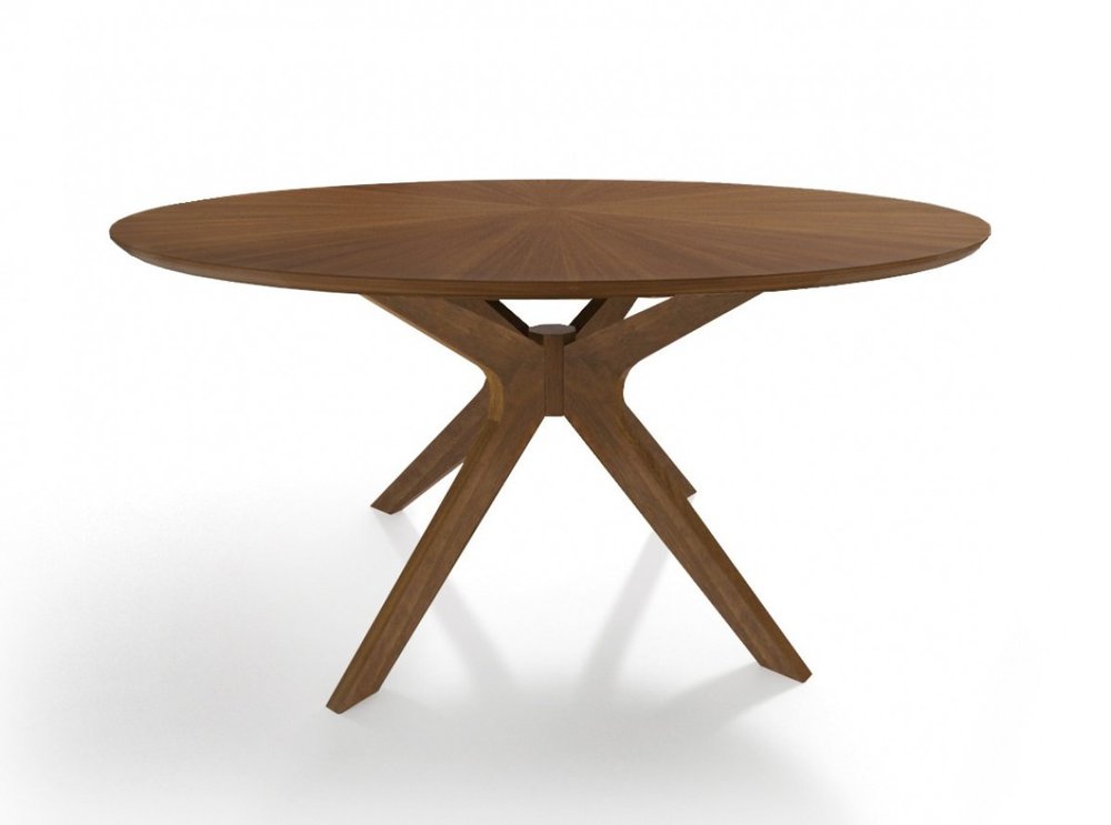 Brown Rounded Pedestal Base Dining Table - 59-inch